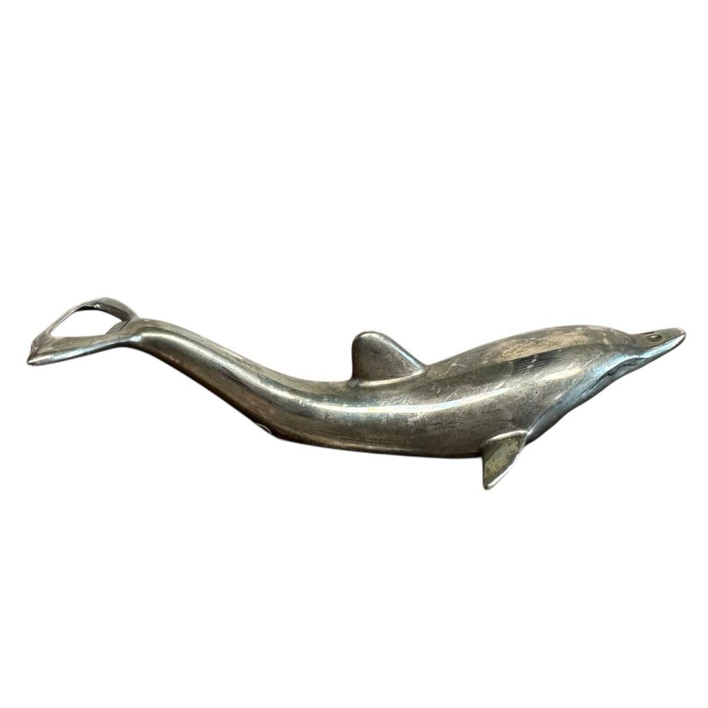 Vintage Dolphin Silver Plated Bottle Opener Pop Top & Twist Off Barware